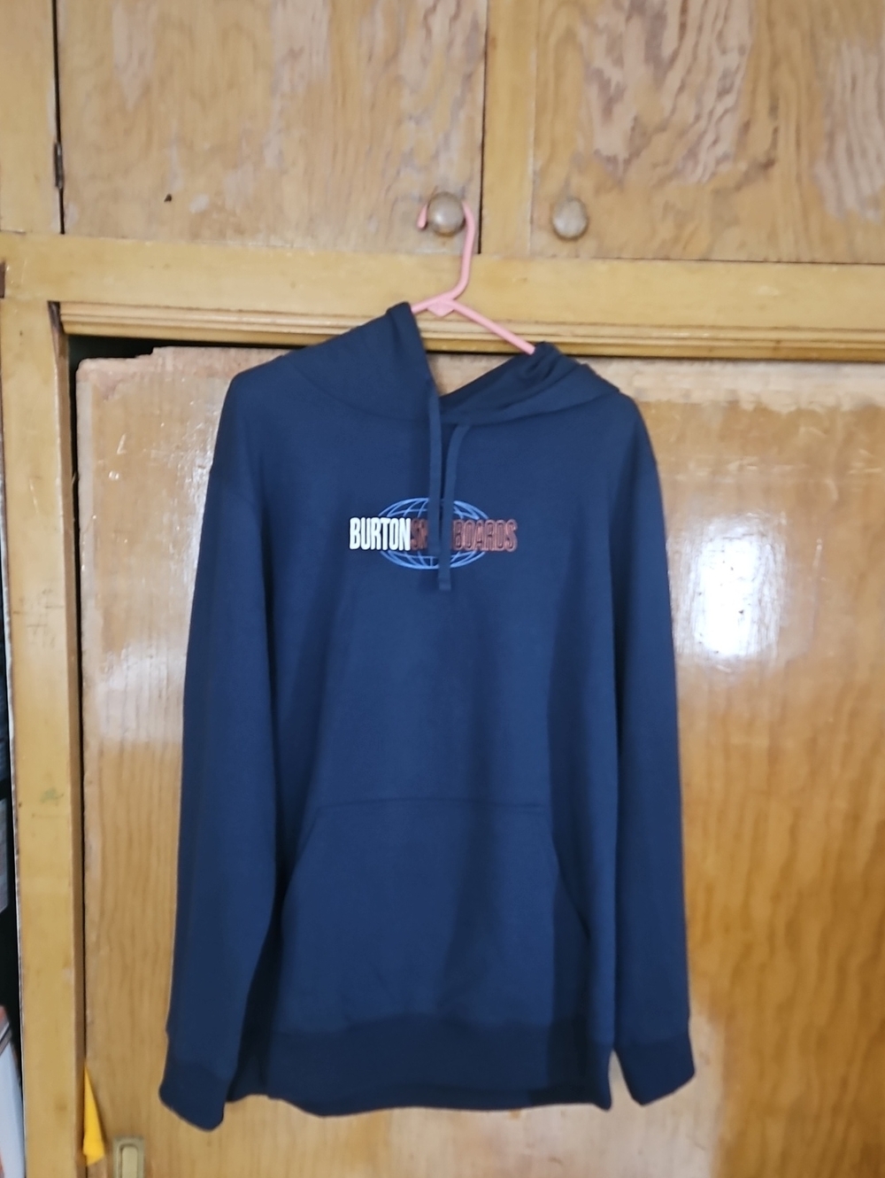 Burton Navy Pullover Hoodie with Multicolor Embroidered Chest Logo